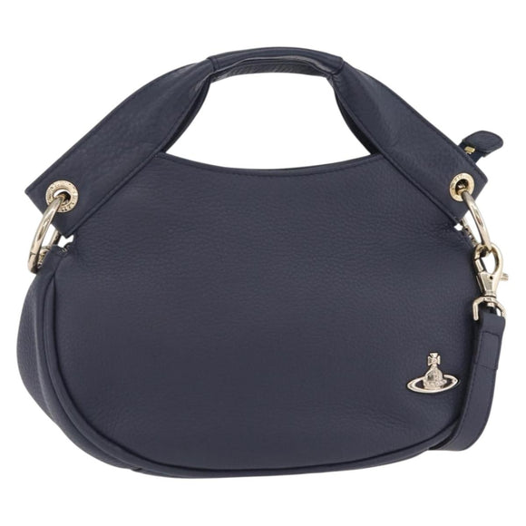 Vivienne Westwood Hand Bag Leather 2way Navy Gold Auth 206798A