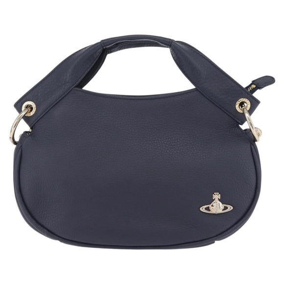 Vivienne Westwood Hand Bag Leather 2way Navy Gold Auth 206798A