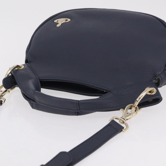Vivienne Westwood Hand Bag Leather 2way Navy Gold Auth 206798A
