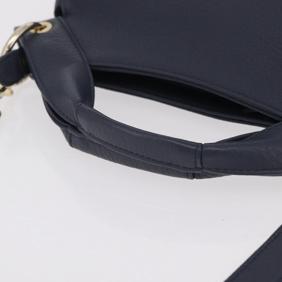 Vivienne Westwood Hand Bag Leather 2way Navy Gold Auth 206798A