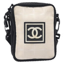 CHANEL Sports Line Shoulder Bag Canvas Ivory CC Auth 206799A-13