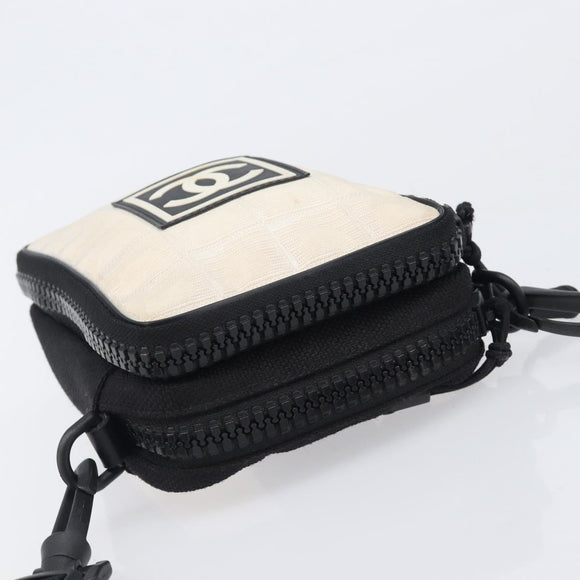 CHANEL Sports Line Shoulder Bag Canvas Ivory CC Auth 206799A