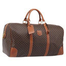 CELINE Macadam Canvas Boston Bag PVC Leather Brown Gold Auth 206801-1
