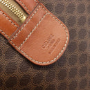 CELINE Macadam Canvas Boston Bag PVC Leather Brown Gold Auth 206801-14