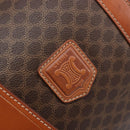 CELINE Macadam Canvas Boston Bag PVC Leather Brown Gold Auth 206801-16