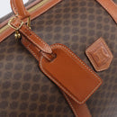 CELINE Macadam Canvas Boston Bag PVC Leather Brown Gold Auth 206801-17