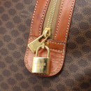 CELINE Macadam Canvas Boston Bag PVC Leather Brown Gold Auth 206801-18