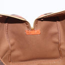 CELINE Macadam Canvas Boston Bag PVC Leather Brown Gold Auth 206801-21