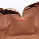 CELINE Macadam Canvas Boston Bag PVC Leather Brown Gold Auth 206801-22