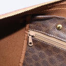 CELINE Macadam Canvas Boston Bag PVC Leather Brown Gold Auth 206801-23