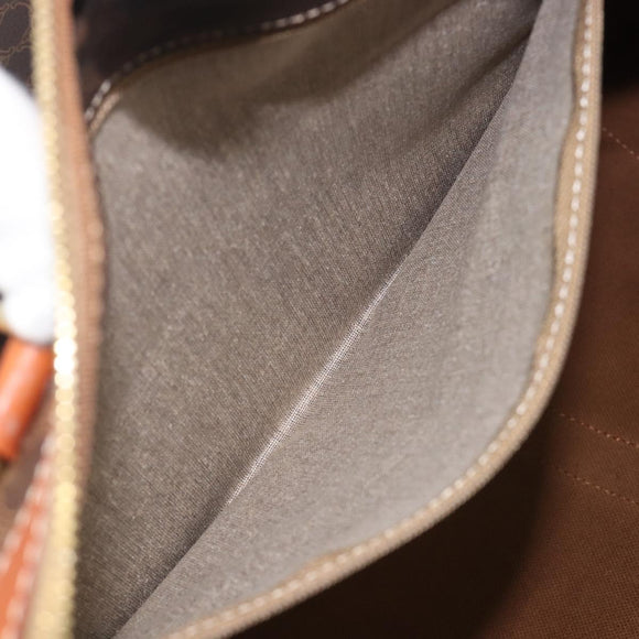 CELINE Macadam Canvas Boston Bag PVC Leather Brown Gold Auth 206801