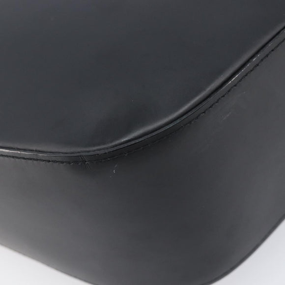 BURBERRY Shoulder Bag Leather Black Silver Auth 206802