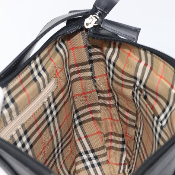 BURBERRY Shoulder Bag Leather Black Silver Auth 206802