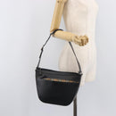 BURBERRY Shoulder Bag Leather Black Silver Auth 206802-27
