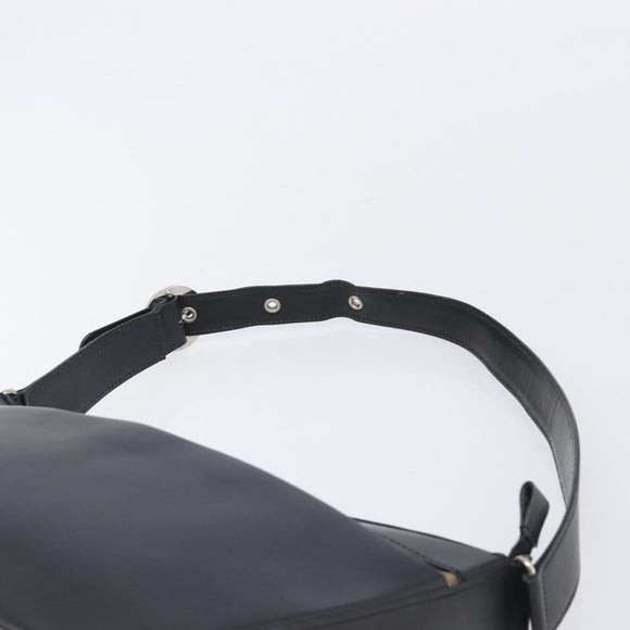 BURBERRY Shoulder Bag Leather Black Silver Auth 206802