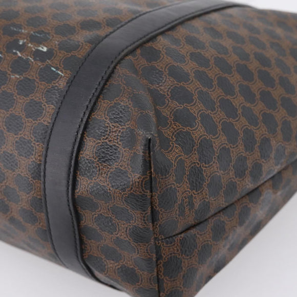 CELINE Macadam Canvas Tote Bag PVC Leather Black Gold Auth 206804