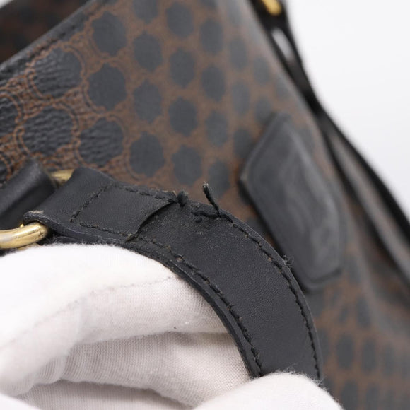 CELINE Macadam Canvas Tote Bag PVC Leather Black Gold Auth 206804