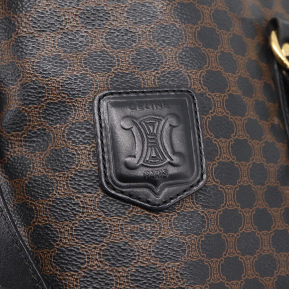 CELINE Macadam Canvas Tote Bag PVC Leather Black Gold Auth 206804