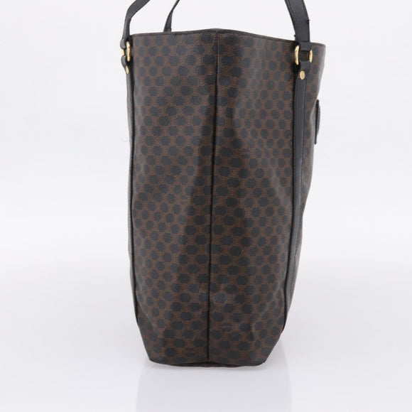 CELINE Macadam Canvas Tote Bag PVC Leather Black Gold Auth 206804