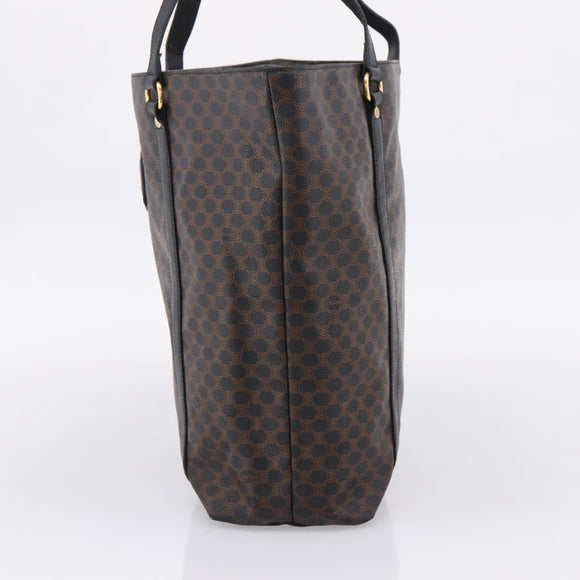 CELINE Macadam Canvas Tote Bag PVC Leather Black Gold Auth 206804