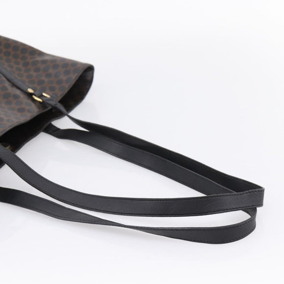 CELINE Macadam Canvas Tote Bag PVC Leather Black Gold Auth 206804