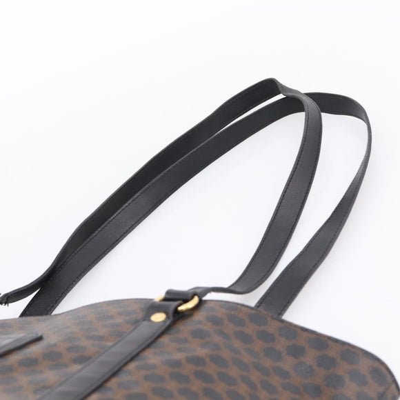 CELINE Macadam Canvas Tote Bag PVC Leather Black Gold Auth 206804
