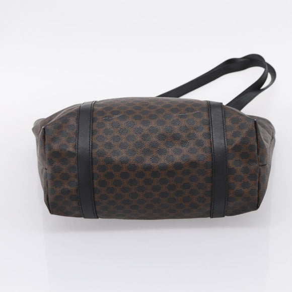 CELINE Macadam Canvas Tote Bag PVC Leather Black Gold Auth 206804