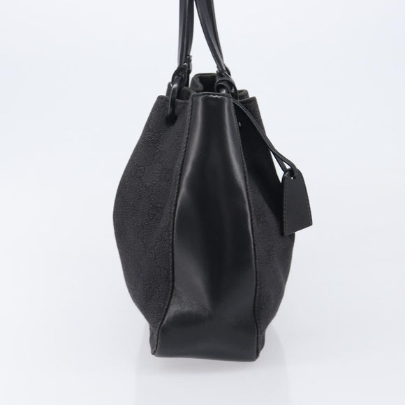GUCCI GG Canvas Tote Bag Black Silver 101919 Auth 206805