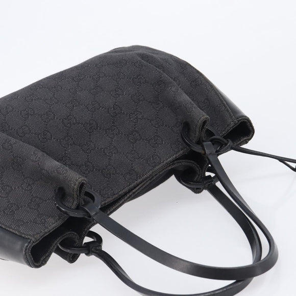 GUCCI GG Canvas Tote Bag Black Silver 101919 Auth 206805