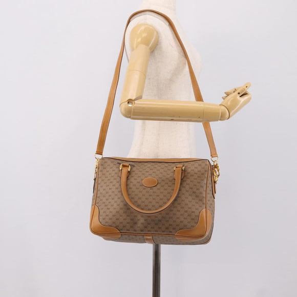 GUCCI Micro GG Supreme Hand Bag PVC 2way Beige Gold 002 122 0033 Auth 206806