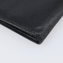 CHANEL Long Wallet Caviar Skin Black Gold CC Auth 206812-16