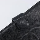 CHANEL Long Wallet Caviar Skin Black Gold CC Auth 206812-8