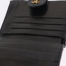CHANEL Bicolore Compact Wallet Lamb Skin Black Gold CC Auth 206819-21
