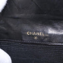 CHANEL Bicolore Compact Wallet Lamb Skin Black Gold CC Auth 206819-10