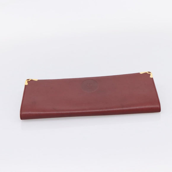 Cartier Clutch Bag Shoulder Bag Leather 2 Set Bordeaux Gold Tone Auth 206820