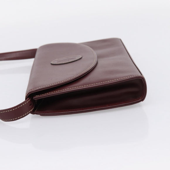 Cartier Clutch Bag Shoulder Bag Leather 2 Set Bordeaux Gold Tone Auth 206820