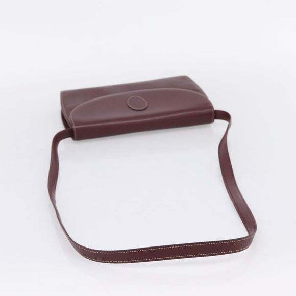 Cartier Clutch Bag Shoulder Bag Leather 2 Set Bordeaux Gold Tone Auth 206820
