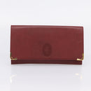 Cartier Clutch Bag Shoulder Bag Leather 2 Set Bordeaux Gold Tone Auth 206820-8