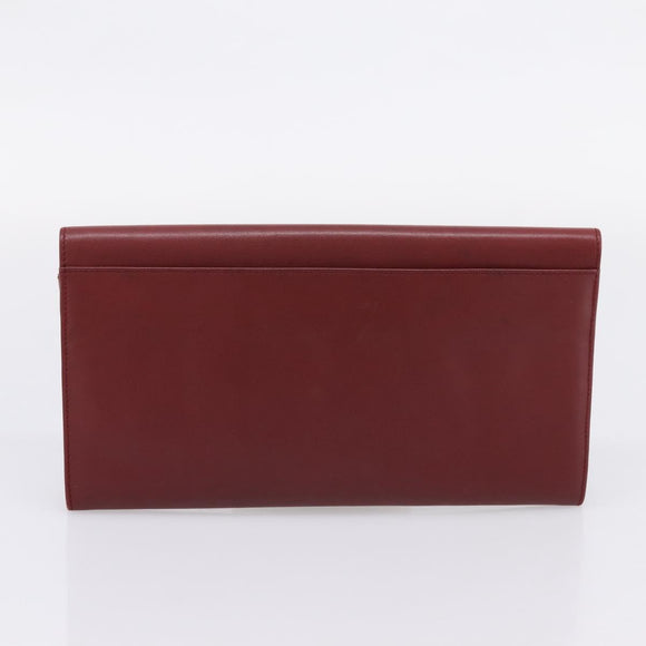 Cartier Clutch Bag Shoulder Bag Leather 2 Set Bordeaux Gold Tone Auth 206820