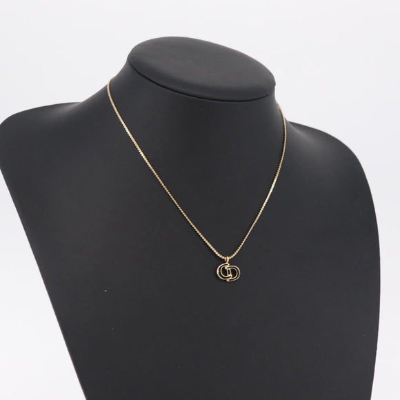 Christian Dior Necklace Metal Gold Tone Auth 206830