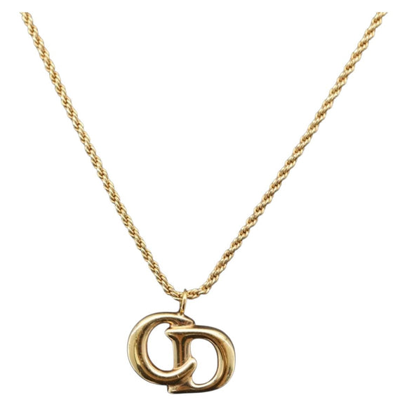 Christian Dior Necklace Metal Gold Tone Auth 206831