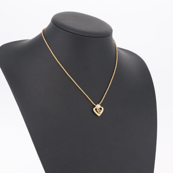 Christian Dior Necklace Metal Gold Tone Auth 206833