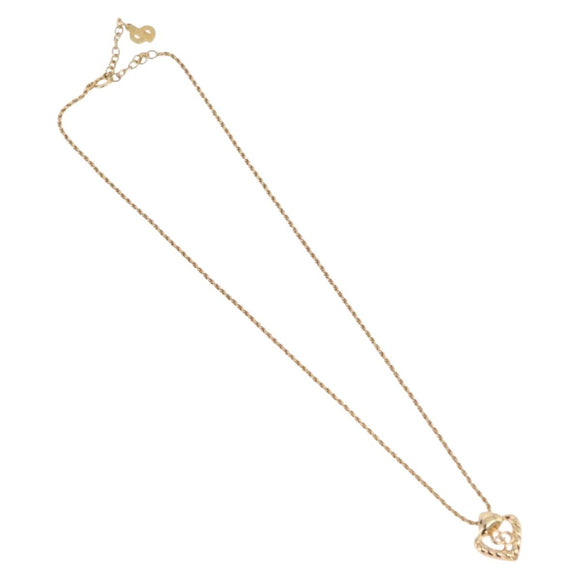 Christian Dior Necklace Metal Gold Tone Auth 206833