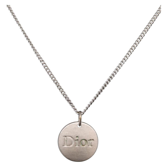Christian Dior Necklace Metal Silver Auth 206834