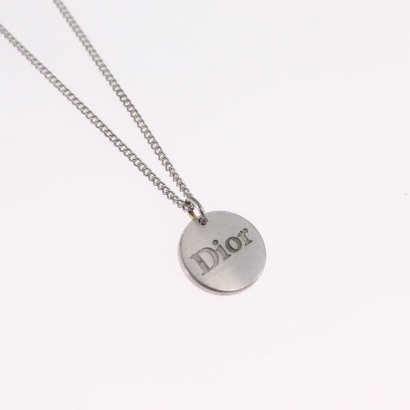 Christian Dior Necklace Metal Silver Auth 206834