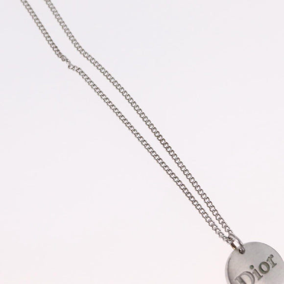 Christian Dior Necklace Metal Silver Auth 206834
