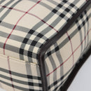 BURBERRY Nova Check Hand Bag Canvas Beige Silver Auth 206837A-14