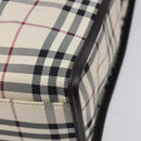 BURBERRY Nova Check Hand Bag Canvas Beige Silver Auth 206837A-16