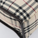 BURBERRY Nova Check Hand Bag Canvas Beige Silver Auth 206837A-10