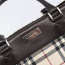 BURBERRY Nova Check Hand Bag Canvas Beige Silver Auth 206837A-11